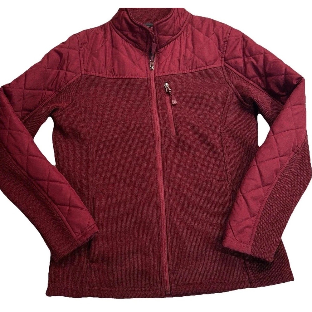 Swiss Tech Women's Full Zip Jacket Size L Burgandy Stretchy Fabric